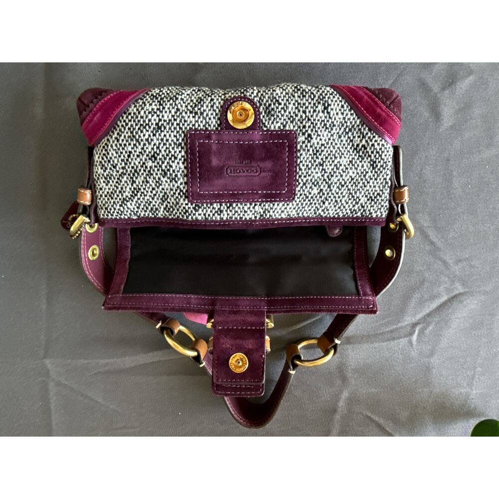 Coach Vintage Y2K Purple Tweed Suede Shoulder Bag 8F01 - Picture 5 of 11